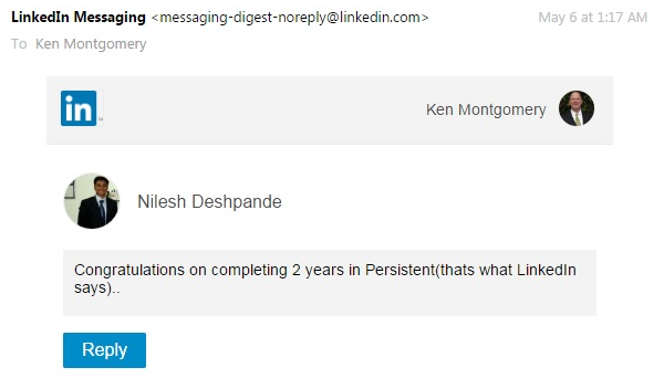 LinkedIn message to Ken 2