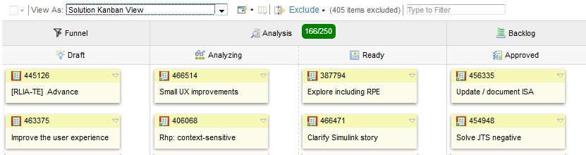 Figure 2: Example plan, showing Capabilities in a Kanban view