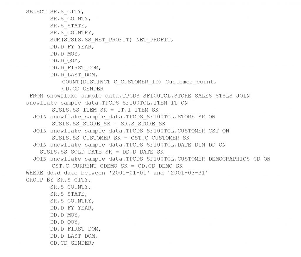 Base query to generate the result
