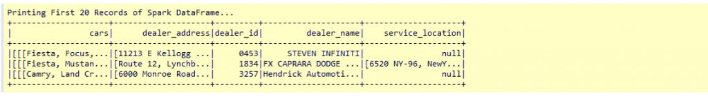 Dealer JSON data