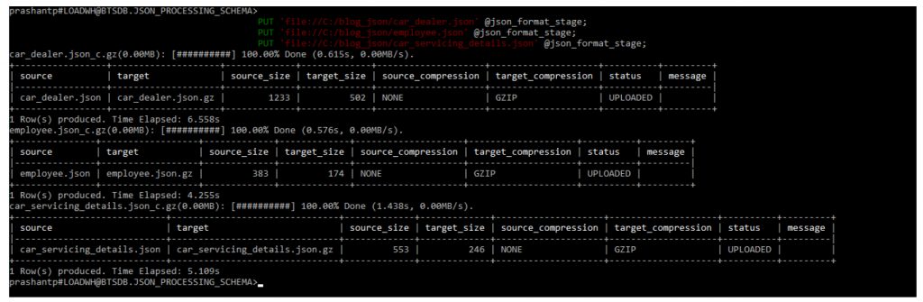 Raw JSON data will be Copied using PUT command 1