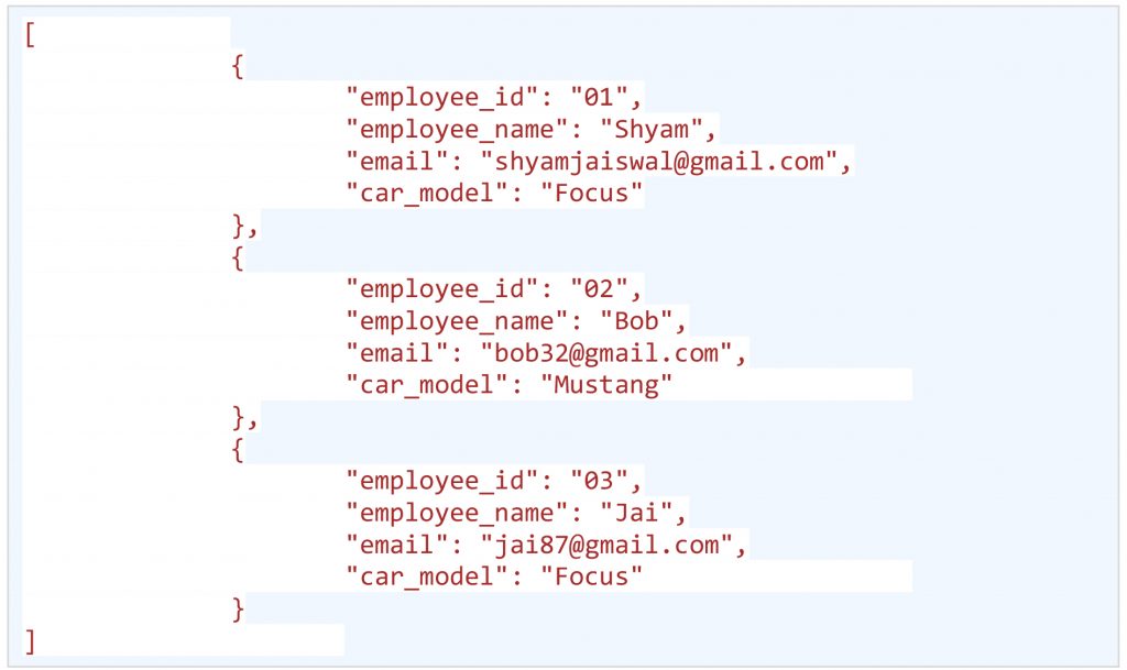 Simple JSON which has three JSON objects