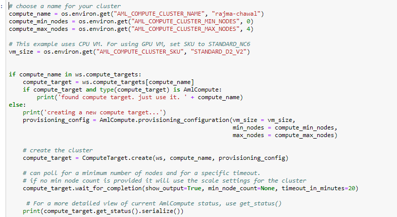 Azure Machine Learning Compute