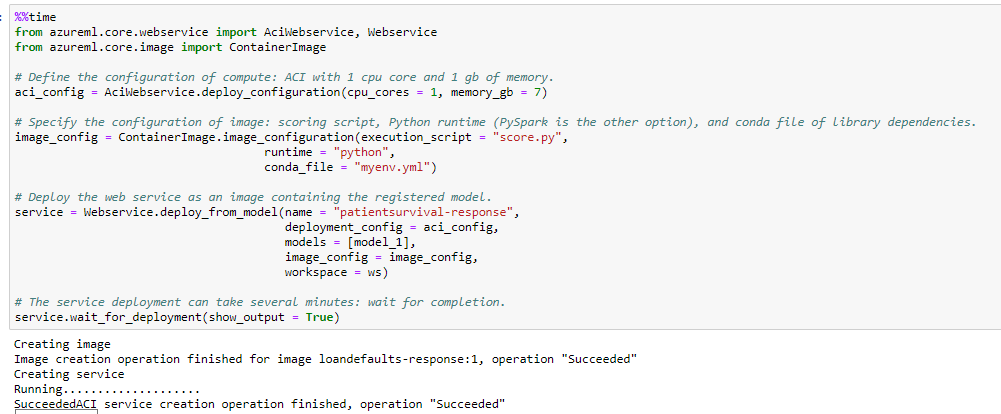 Define deployment configuration & deploy the model