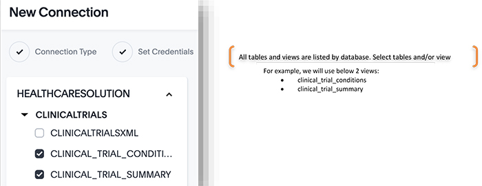 Select the tables