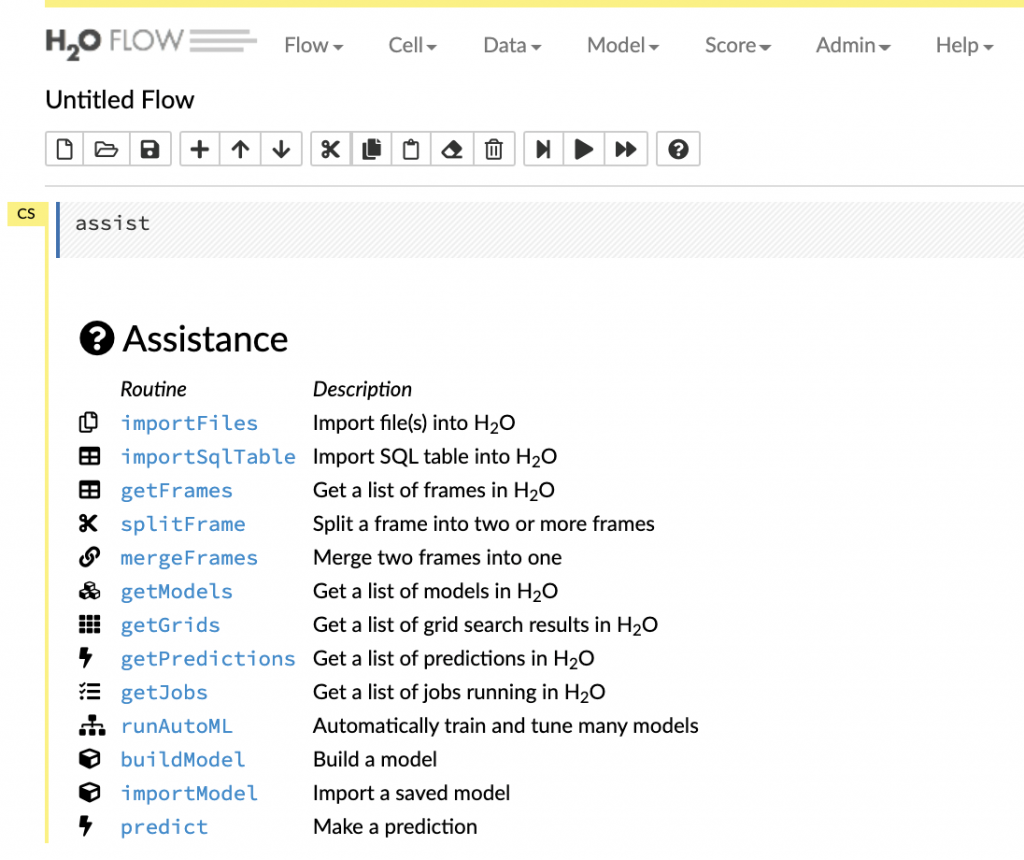 H2O Flow – Web user Interface